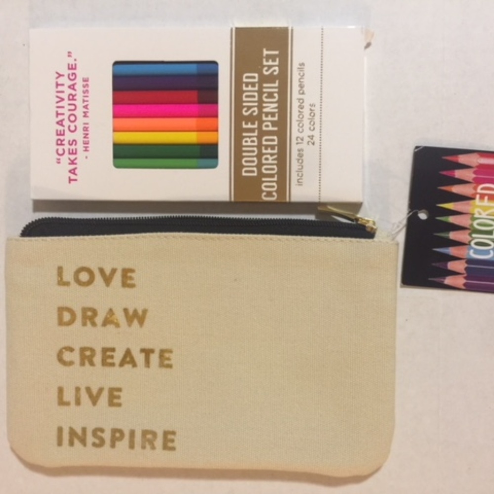 NWT Inspirational Colored Pencil Pouch - 24 colors